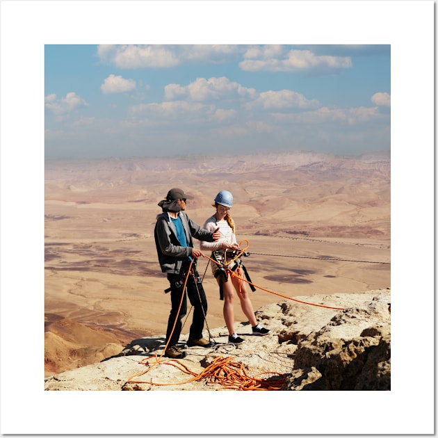 Israel, Mitzpe Ramon. Abseiling at the Crater Wall Art by UltraQuirky